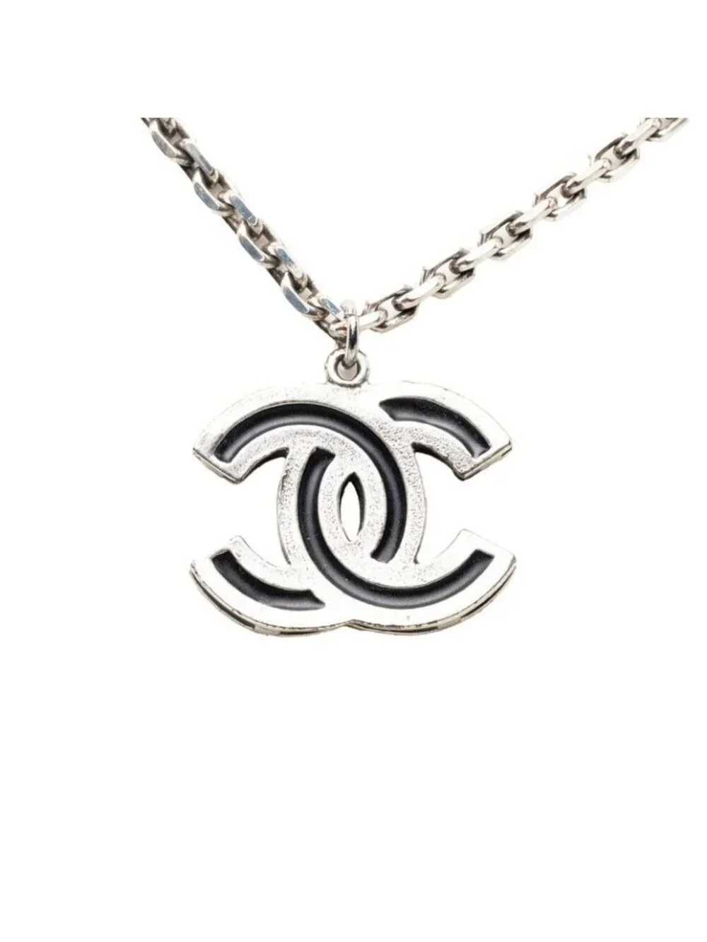 Chanel CC Logo Chain Pendant Silver Metal